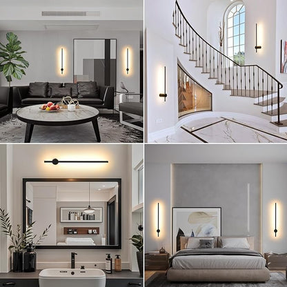 LED Wireless Wall Sconce with Remote Control, Dimmable/350° Rotate/Timing/USB Rechargeable Battery Powered Indoor Wall Lamps, 23.6 inch Black Wall Lights Set of Two for Hallway, Living Room, Bedroom