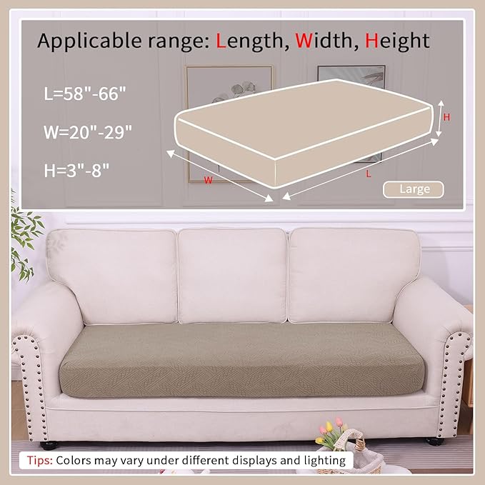 hyha Waterproof Couch Cushion Covers, Waterproof Sectional Couch Covers for 3 Cushion Sofa for Pets, Stretch Sofa Slipcover Washable with Elastic Bottom(Large, Camel)