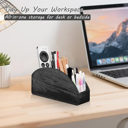 BIBELUN TV Remote Control Holder with 5 Compartments, Bedside Table Remote Caddy, Desktop Storage Box Organizer/Tray to Store Pen, Controllers, Media Player, Cosmetics, Office Supplies, Home Décor