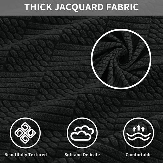Easy-Going Waterproof Couch Cushion Covers for Couches and Sofas, Stretch Jacquard Sofa Seat Cover Replacement for Dogs, Pets & Kids, Durable Furniture Protector for Sofa Cushions, Black