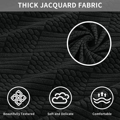 Easy-Going Waterproof Couch Cushion Covers for Couches and Sofas, Stretch Jacquard Sofa Seat Cover Replacement for Dogs, Pets & Kids, Durable Furniture Protector for Oversized Sofa Cushions, Black