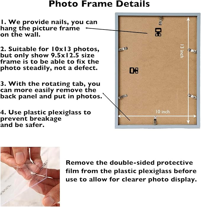 10x13 Rustic Brown Picture Frame Set of 2, Horizontal and Vertical Formats for Wall Hanging, 10 x 13 Wall Gallery Poster Photo Frames with Shatter Resistant Plexiglass, 2 Pack, Rustic Brown