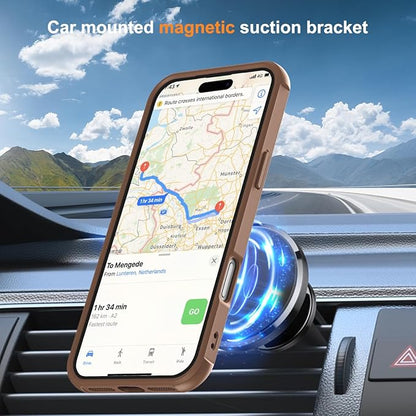 Compatible with iPhone 17 Pro Case with Invisible Magnetic O-Ring Stand Military-Grade Translucent Phone Case for iPhone 17 Pro 6.3" [Compatible with Mag-Safe][Great Grip Feeling],Desert Brown
