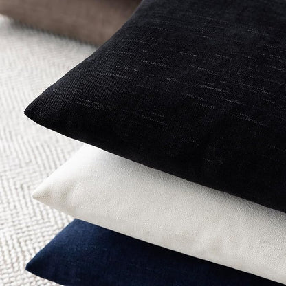 Foindtower Pack of 2 Soft Textured Chenille Throw Decorative Pillow Covers Square Accent Solid Cushion Cover Cozy Farmhouse Pillow Case with Zipper for Couch Sofa Bedroom Living Room 24x24 Inch, Black