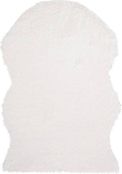 SAFAVIEH Faux Sheep Skin Collection 5' x 8' Ivory FSS115A Silken Glam 2.35-inch Thick Area Rug