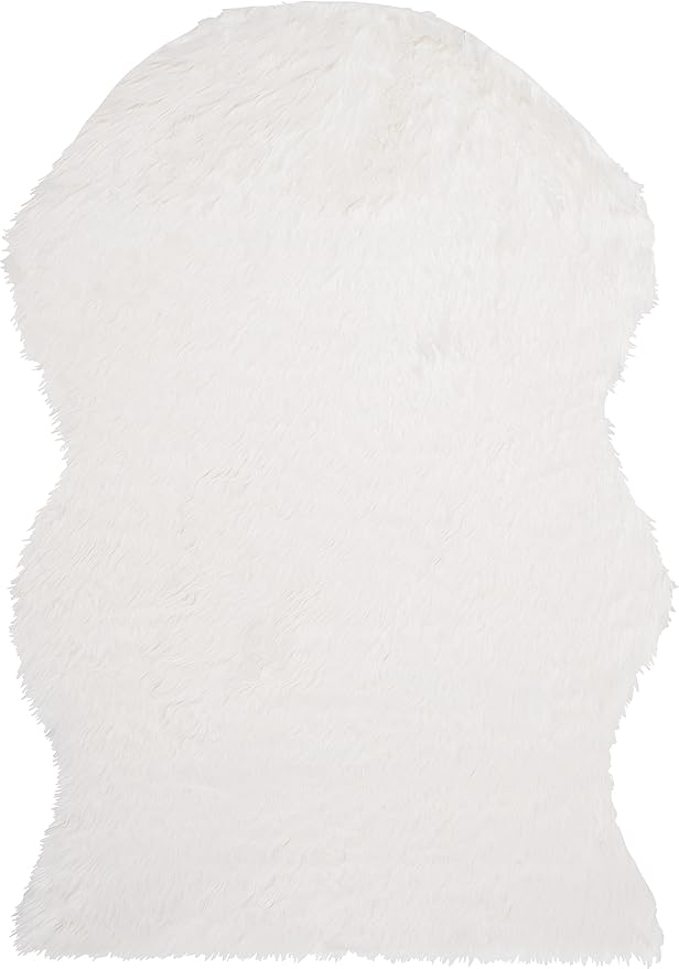 SAFAVIEH Faux Sheep Skin Collection 6' x 9' Ivory FSS115A Silken Glam 2.35-inch Thick Area Rug