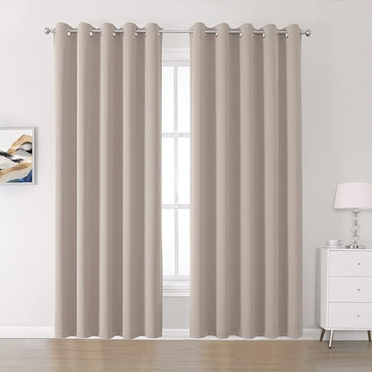 DUALIFE Curtains 90 Inches Long 2 Panels Set Extra Wide 60 Inches Warm Taupe - Nursery Bedroom Window Drapes Privacy Light Blocking Curtains for Sliding Door Living Room