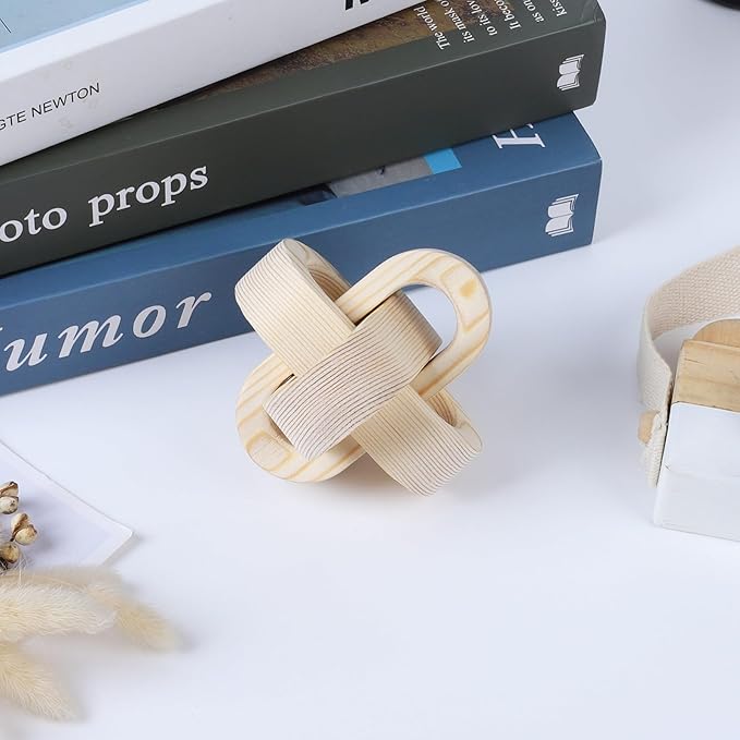 Wood Knot Decor Coffee Table Decor Shelf Decor Table Books Hand Carved Home Decoration Boho Farmhouse Rustic Modern Chain Link Decor Shabby Chic Bookshelf Decor 3 Link Wooden Knot