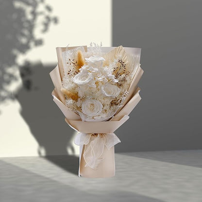 Flowers Gifts for Mom, Flower for Delivery, Preserved Roses Bouquets, Birthday Gifts for Women, Mothers Day Flowers for Wife (White)