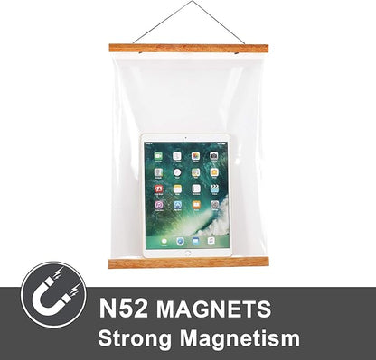 WITCOLOR Magnetic Poster Hanger Frame, 24x36 24x30 24x16 24x18 Light Wood Wooden Magnet Canvas Artwork Print Dowel Poster Hangers Frames Hanging Kit (Teak Wood, 24")