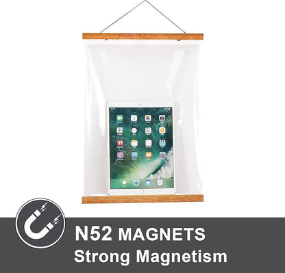 WITCOLOR 2 Pack Poster Hanger Frame, Teak Style 22inch Wide Magnetic Frame for Wall Decor Art Painting, Magnet Poster Hanger for Photos, Pictures, Prints, Maps, Scrolls and Canvas Artwork
