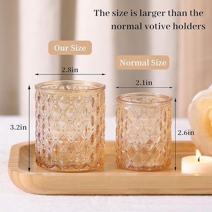8Pcs Large Votive Candle Holders Gold Tea Light Candle Holders Glass Candle Holder for Wedding, Bridal Shower,Table Centerpiece,Party, Home Decor