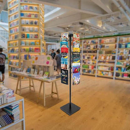 36 Pockets-360°Rotating Magazine Rack Holder Floor Comic Book Brochure Display Stand Flyer Storage Pamphlet Catalog Literature Organizer for Retail Store, Malls, Office, Trade Show Exhibition