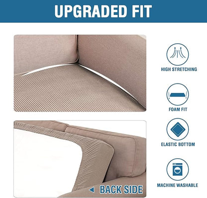 H.VERSAILTEX Super Stretch Individual Seat Cushion Covers Sofa Covers Couch Cushion Covers Slipcover Sets Thick Jacquard Textured Twill Fabric (1 Piece Sofa Cushion Cover, Sand)