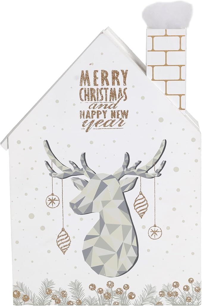 Wooden Christmas Advent Calendar House with 24 Drawers and Led Lights Countdown Calendars for Christmas Decoration 2023, Candy Box (White Forest)