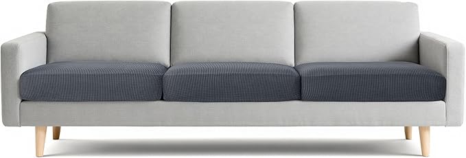 CHUN YI 3 Piece Couch Cushion Covers for XL-Sofa Seat Slipcovers Suitable with Spandex Jacquard Washable Fabric (3 Piece XL-Sofa Cushion Covers, Grey)