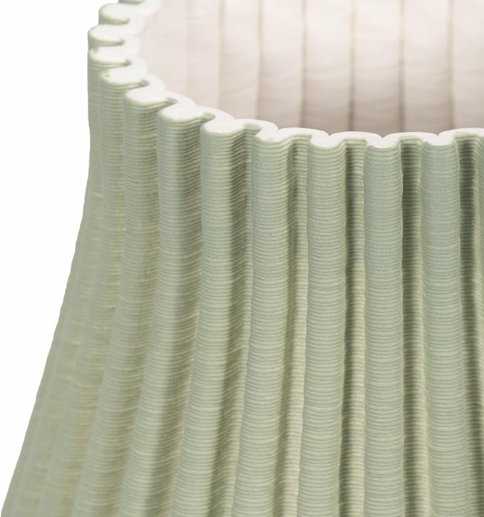 Flower Vase for Living Room Decor Display – 3D Printed Design, Ceramic Vase for Bedroom, House, Room, or Office Decor Accent – Ribbed Decorative Vase for Home and Table Accent– 9” Green