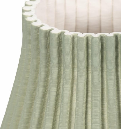 Flower Vase for Living Room Decor Display – 3D Printed Design, Ceramic Vase for Bedroom, House, Room, or Office Decor Accent – Ribbed Decorative Vase for Home and Table Accent– 9” Green