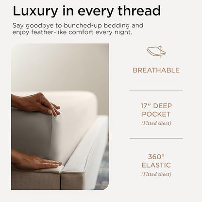 Threadmill California King Sheets, Certified American Supima Cotton Sheets, 1000 Thread Count Hotel Quality, 4 Piece Luxury Bed Sheets Set with Elasticized Extra Deep Pocket, Taupe