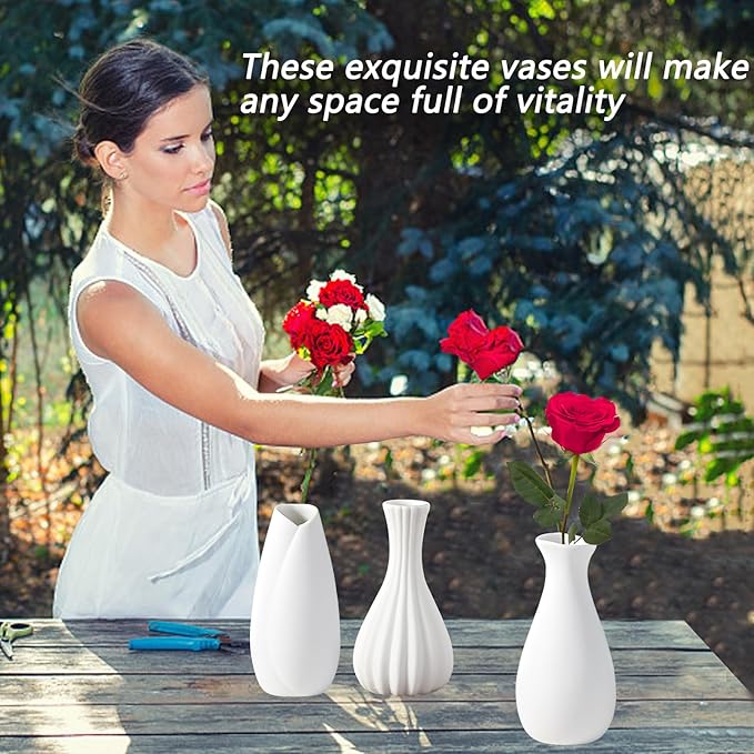 5'' White Ceramic Bud Vases Set of 20,Small Vases in Bulk for Flowers,Mini Vases for Centerpieces,Modern for Floral and Pampas Grass,Boho for Wedding,Party,Table Home Decor