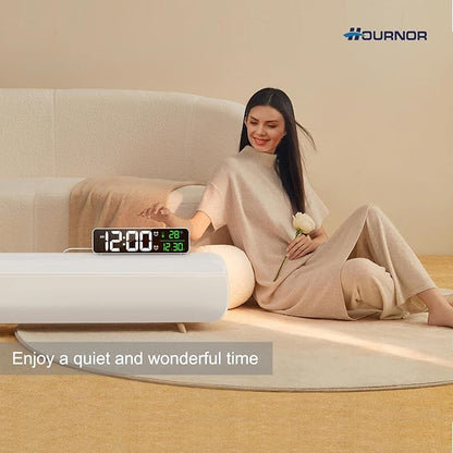 Hournor Digital Clock for Bedroom, Digital Wall Clock for Living Room Decor, Desk Table Clocks, Digital Clock Large Display, Bedroom Smart Alarm Clock for Office White Green