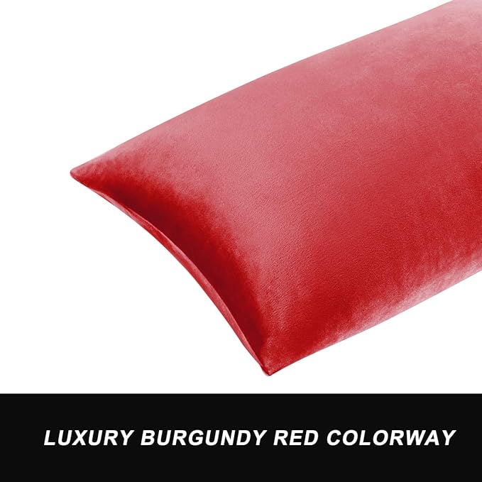 GIGIZAZA Red Velvet 12x20 Decorative Throw Pillow Covers for Sofa Bed 2 Pack Soft Cushion Cover