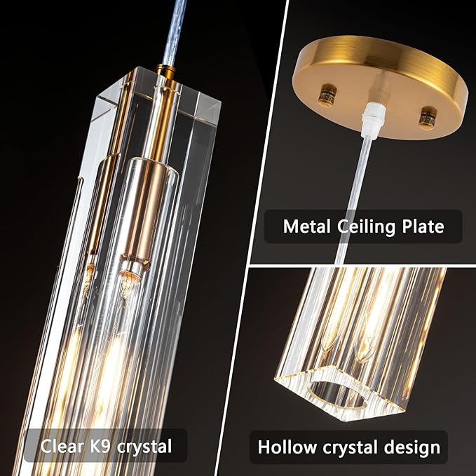 Modern Crystal Ceiling Kitchen Light Fixtures Pendant Lights Mini Pendant Light Pendant Lighting for Kitchen Island Bedroom Living Room Hallway Dining Room (1 Pack)