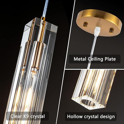 Modern Crystal Ceiling Kitchen Light Fixtures Pendant Lights Mini Pendant Light Pendant Lighting for Kitchen Island Bedroom Living Room Hallway Dining Room (1 Pack)