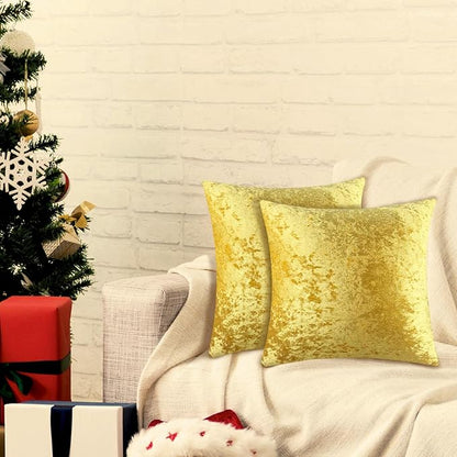 2 Pack 18x18 Pillow Cover Velvet Pillow Covers, Square Throw Pillow Covers for Living Room Decorations Throw Pillow Case, Throw Pillow Cover Cushion Cover for Home Sofa Bedroom Car, Gold