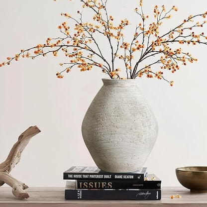 Rustic Ceramic Flower Vase Distressed Farmhouse Pottery Clay Large Terracotta Floor Vases for Decorative Table Centerpiece Modern Home Decor Aesthetic Living Room Bedroom Wedding Housewarming Gift