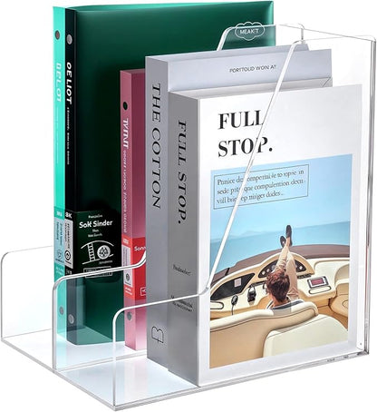 2 Pack Acrylic Magazine Holder Desk Clear File Organizer and Storage Rack for Office Desktop and Home Workspace Holds Folders Binders Notebooks A4/Letter Paper 9.45" x 10.24" x 3.62"