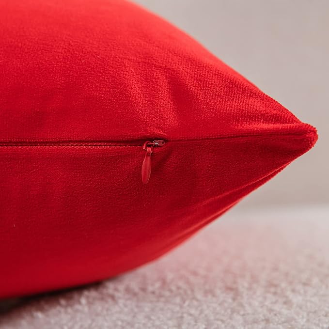 Throw Pillow Covers 12x20 Christmas Red: 2 Pack Cozy Soft Velvet Rectangular Decorative Pillow Cases for Farmhouse Home Decor