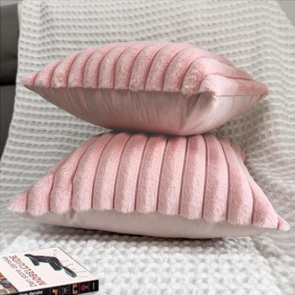 4 Pack 18x18 Pillow Cover Velvet Pillow Covers, Faux Fur Square Throw Pillow Covers for Living Room Decorations Throw Pillow Case, Throw Pillow Cover Cushion Cover for Home Sofa Bedroom Car, Pink