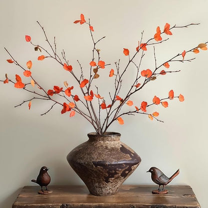 Wabi Sabi Rusty Vintage Vase, 6.1" Tall Wabi Sabi Decor Rustic Farmhouse Pottery Vase for Centerpiece, Textured Pottery Flower Vases for Home Decorative, Table, Living Room, Bedroom, Bathroom, Kitchen