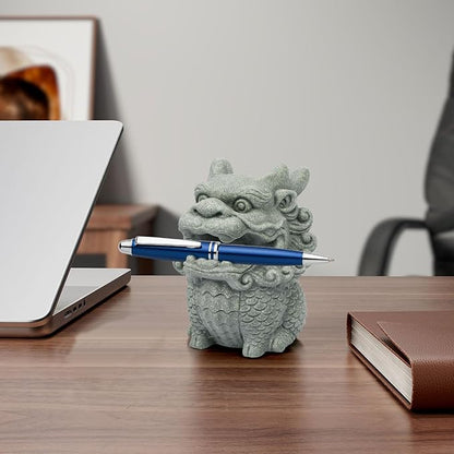 Dragon Pen Holder for Deask, Pen Holder Figure, Chinese Feng Shui Desk Organizer, Animal Figure for Office/Study Display Decoration