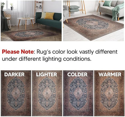 Keen Home Design 2x7 Rug - Machine Washable Runner Rug with Non-Slip Backing, Ideal for Hallway, Entryway, Kitchen, Laundry Room - Vintage, Easy Clean, Durable, Low Pile Rug - (2'6" x 7')