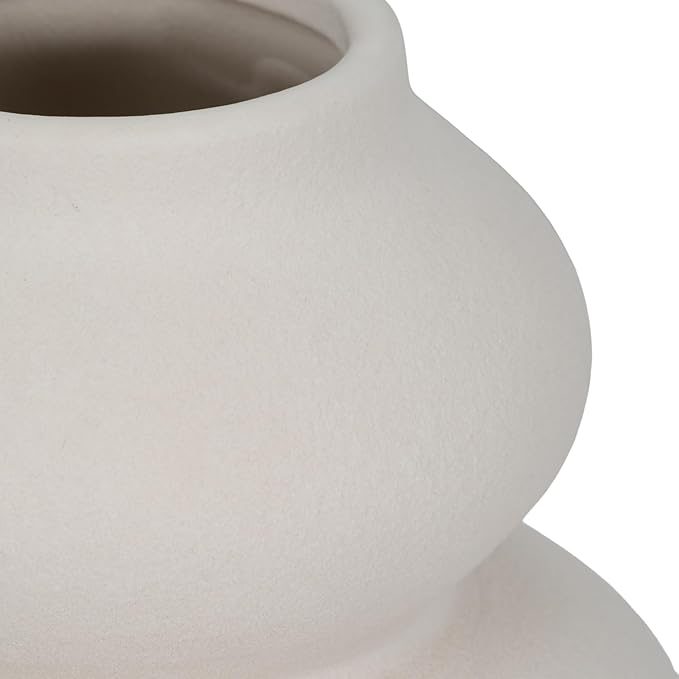 Ceramic Vase for Stylish Home Decor – Elegant Flower Vase for Any House, Bedroom, Office, Living Room, and Tabletop Decor – Timeless and Charming Room Accent Piece – 12", Ivory