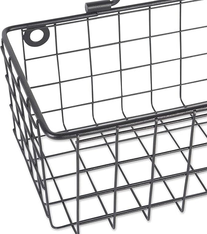 DII Farmhouse Vintage Décor, Wire Wall Basket, Assorted, Black, 2 Piece (Pack of 2)