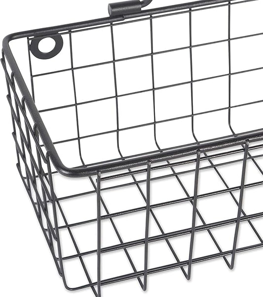 DII Farmhouse Vintage Décor, Wire Wall Basket, Assorted, Black, 2 Piece (Pack of 2)