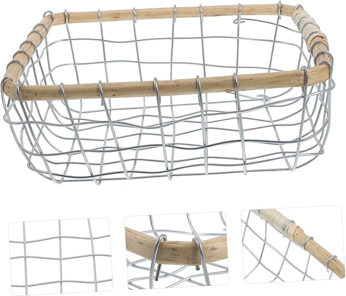 Mikinona Iron Wire Woven Basket Decorative Storage Container for Fruits Snacks and Bread Compact Multi-purpose Basket for Picnics Desks and Home Organization Elegant Design
