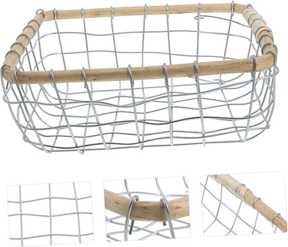 Mikinona Iron Wire Woven Basket Decorative Storage Container for Fruits Snacks and Bread Compact Multi-purpose Basket for Picnics Desks and Home Organization Elegant Design