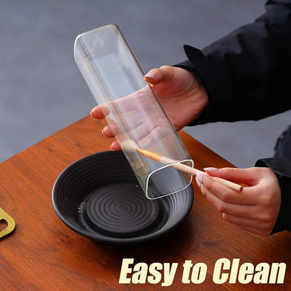Ceremony Incense Holder, 2 in 1 Incense Burner for Sticks, Ash-Proof Glass Incense Burner for Meditation Yoga Spa Room Decor (2 in 1 Square) Ceremony Incense Holder, 2 in 1