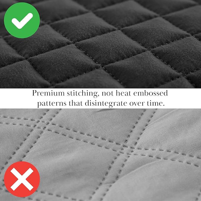 Southshore Fine Living, Inc. Twin XL Quilt Bedding Set, Dorm Room Bedding Essentials, Stain Resistant, Machine Washable Bedspread, XL/Twin Black Quilt Comforter Set/Bedspread with Pillow Sham, Black