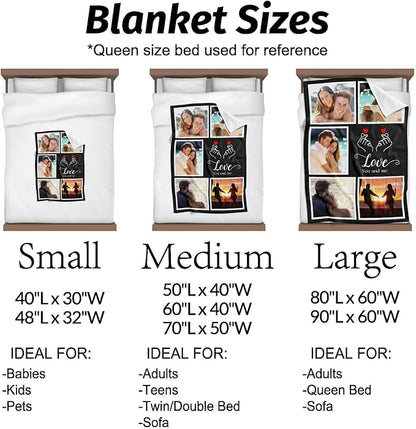 Gudina Custom Photo Blanket - Flannel/Polyester Blend, Throw Blanket, Personalized Photo Blanket, Black, 30X40 inch(70x100cm), Modern, Custom Pattern, Heavy Weight, Machine Washable, Winter, 1 Count