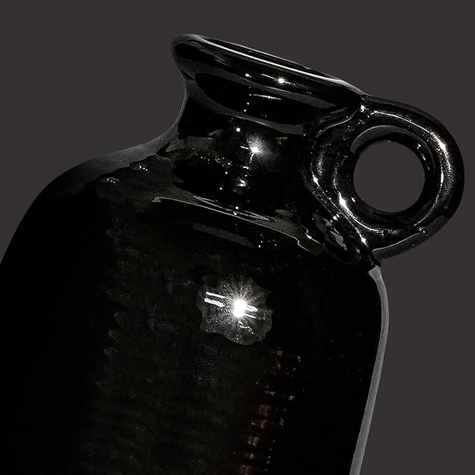 Sunddo Black Ceramic Vase 10 Inch - Tall Modern Decorative Vase with 1 Handle, Elegant Black Statement Piece for Entryway & Mantel