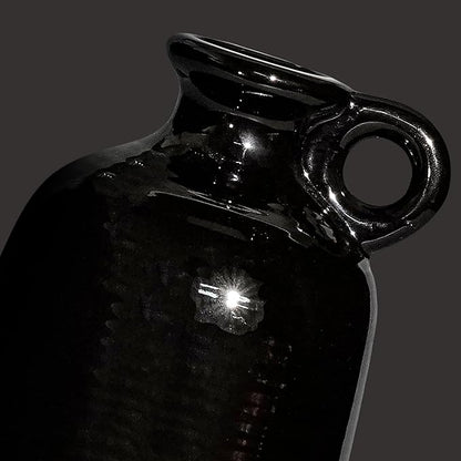 Sunddo Black Ceramic Vase 10 Inch - Tall Modern Decorative Vase with 1 Handle, Elegant Black Statement Piece for Entryway & Mantel