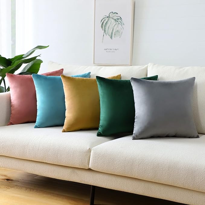 Artscope Luxury Velvet Pillow Covers Super Soft Decorative Square Throw Pillow Covers Case Cushion Covers for Sofa Couch Bedroom Car Decor 22x22 Inch Gold