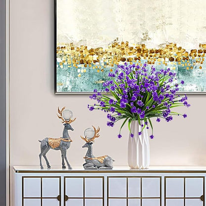 Artificial Flowers, 20 Bundles Outdoor Fake Flowers for Decoration UV Resistant Faux Plastic Plants Garden Porch Window Box Décor (Blue)