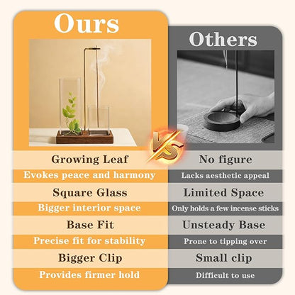 Incense Holder for Sticks, Incense Burner with Glass Ash Catcher, Incense Sticks Storage and Anti-Ash Flying, for Yoga Spa Meditation Home Decor Office