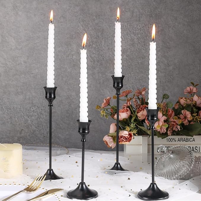 Candlestick Holders, 6PCS Metal Taper Candle Holder, Black Candle Holders for Candlesticks, Candle Holder for Wedding Fireplace Mantel Housewarming Gift (Pack of 2)